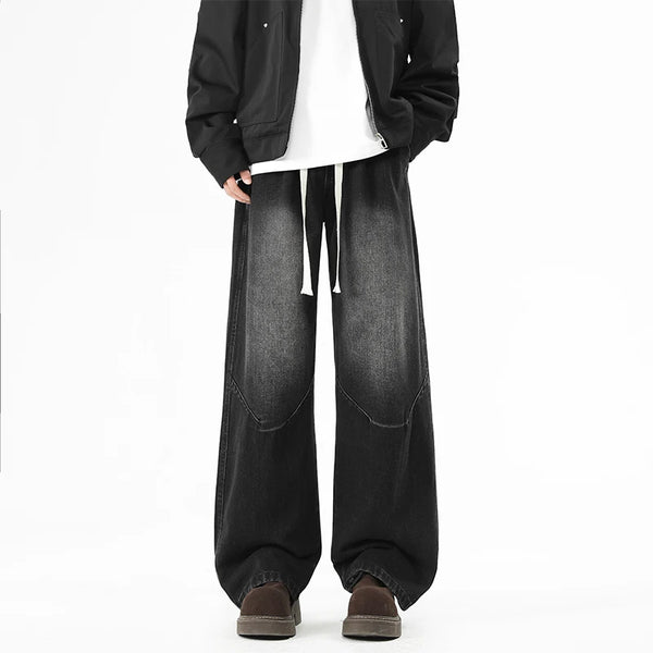 Mens Retro Wide Leg Jeans Y2K Style Loose Denim Pants Oversized