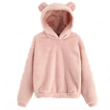 Autumn Winter Women Long Sleeve Rabbit Ear Hood Sweatshirt Cute Plush