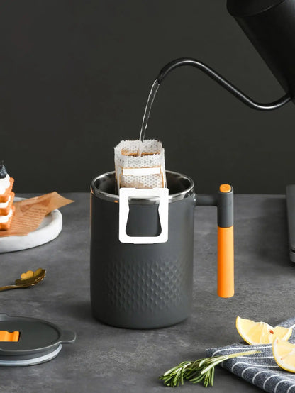 Becher mit Griff 304 Edelstahl Thermosmilchbecher Doppelschicht Kaffeetasse Teetasse