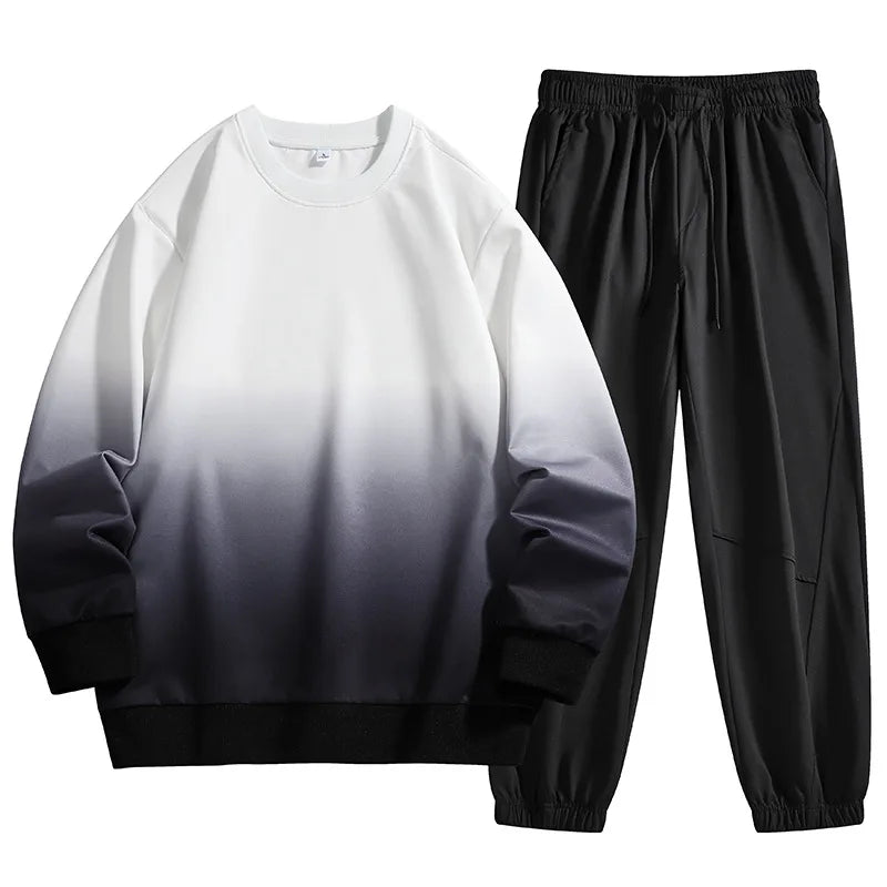 Men’s 2025 Hoodie and Trousers Set Gradient Color Casual Sports Suit