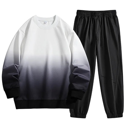 Men’s 2025 Hoodie and Trousers Set Gradient Color Casual Sports Suit