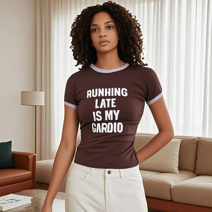 Y2K Letter Print Crop Top Women’s Slim Fit Summer Streetwear T-Shirt