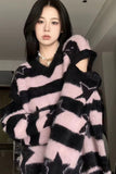 Punk Gothic  Furry Knitted Sweaters Y2K Streetwear Loose Hollow Out Detachable Pullovers Harajuku - xinnzy