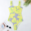 Yellow Ruffle One Piece Swimsuit with Skirt 2025