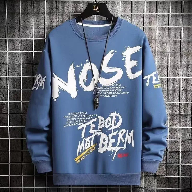 Men's Vintage Y2K Printed Round Neck Pullover Sweatshirt Fashion Trend