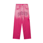 Pink Letter Wide Leg Baggy Jeans Streetwear Pants