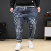 8XL Mosaic Print Oversized Jeans Men’s Loose Denim