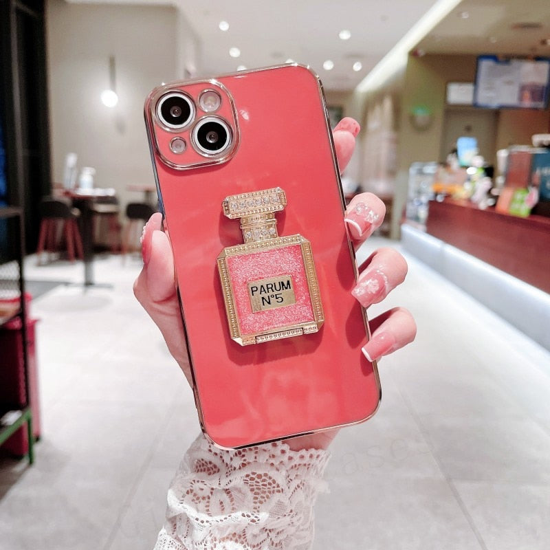 Bling Perfume  Holder Phone Case For iphone  Bracket Plating Cover