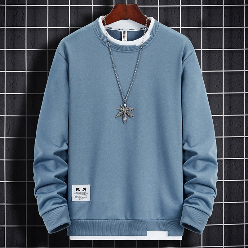 Men Sweatshirts Tops Solid Casual Pullover Hip Hop