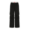 Contrast Lace Stitching Wide Leg Pants Streetwear y2k Low Rise Loose Black Trousers