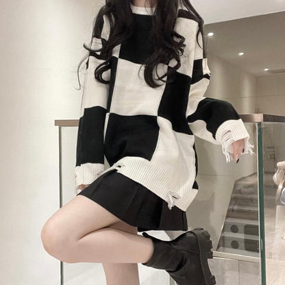 Sweater Womens Out Knitted Crewneck Jumper Pullover Female Tops