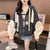Womens Cropped Waffle Knit Hoodie Varsity Jacket Lightweight Top