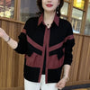 Womens Polo Collar Jacket Contrast Splice Lightweight Slim Fit Top