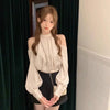 Off Shoulder Blouse Women Long Sleeve Korean Style Sweet Top