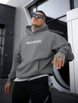 Autumn Winter Hoodie Believer Letter Print Men's Casual