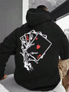 Poker hoodie for men kangaroo pocket pull rope pullover loose