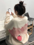 Deeptown Korean Style Graphic Print Sweatshirts Women Harajuku Oversized Pullover