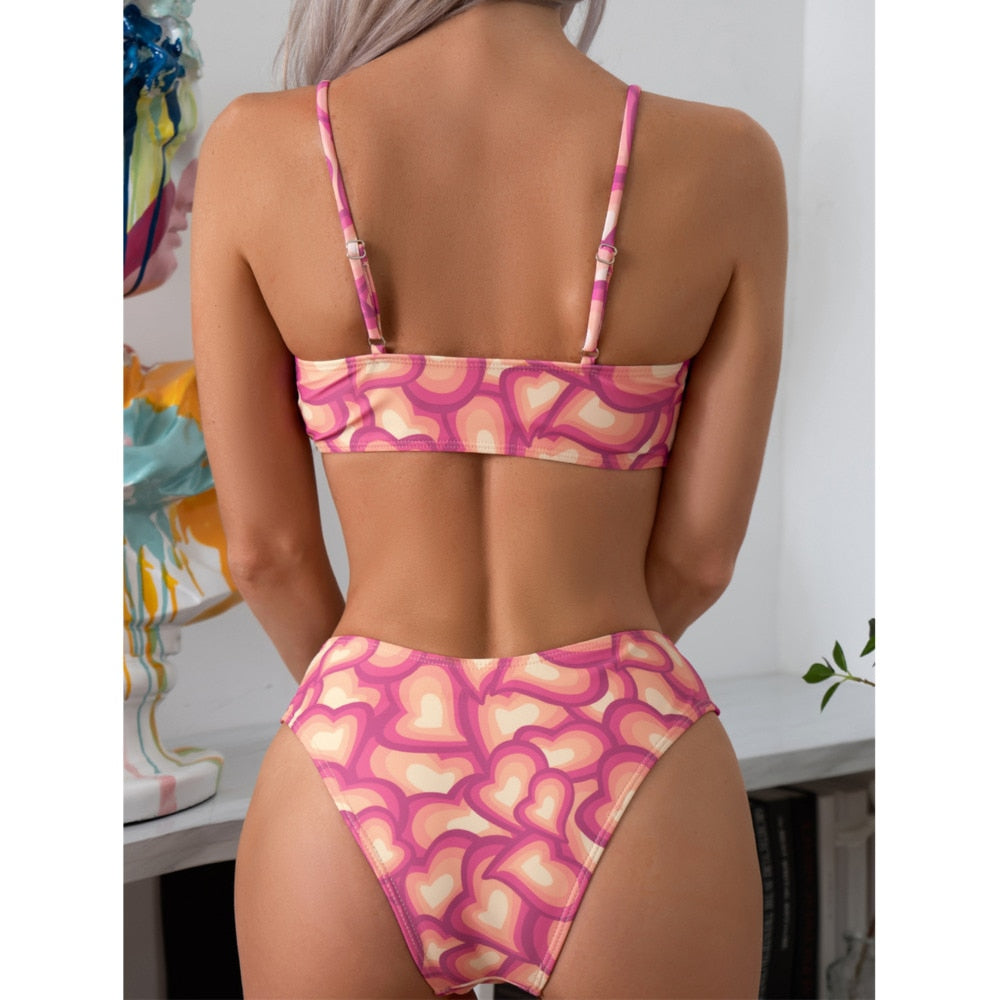 Bikinis Set Damen Sexy Print Badeanzug Zweiteilig Micro Brasilianisch