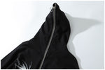 Hoodie Women Black Oversized Full Zip Hooded Sweatshirt Goth Grunge