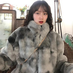 Plush jacket women winter imitation Rex rabbit loose thick hooded