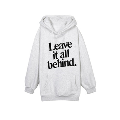 Hoodie Sleeves Long Korean Fashion Baggy Solid Pullover Sweatshirt