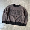 American Autumn Winter Dark Cartoon Print Loose Pullover Knitted Sweater