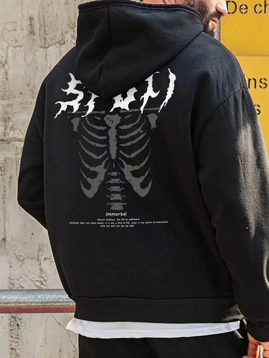 Immortal Skull Ribcage Gothic Graphic Hoodie