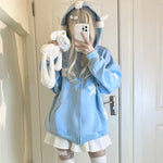 Japanese Star "Girl Y2k Zip Up Kawaii Hooded Sweatshirt Oversize