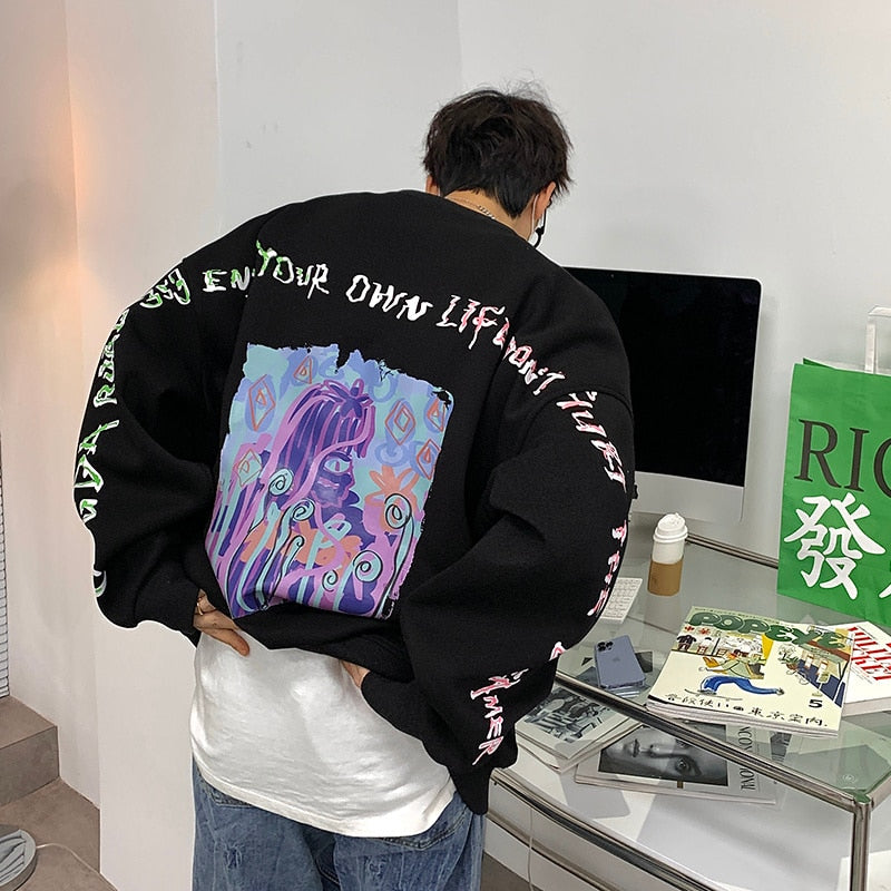 Sweatshirt für Männer lose Mode koreanische Kleidung Hip Hop Streetwear