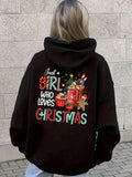 Christmas Graphic Print Kangaroo Pocket Hoodie