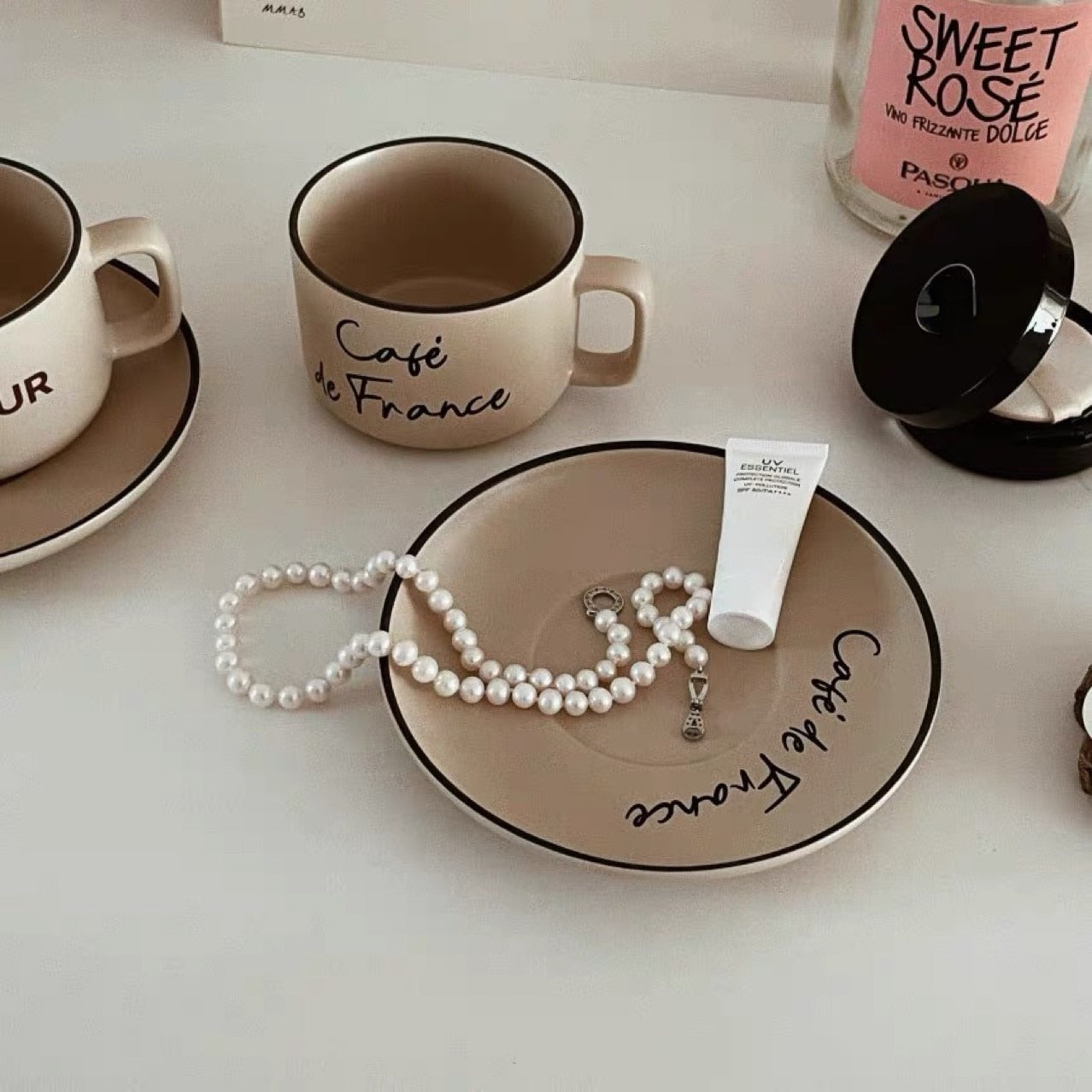 French Retro Coffee Cup Korean Style Simple Letter Ceramic Mug