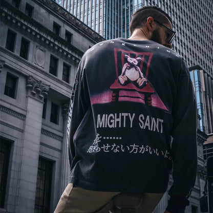 Yao Saint Michael Graphic Print Men’s Oversized Vintage T-Shirt