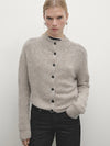 Womens Mock Neck Knit Cardigan Minimalist Spring Casual Sweater