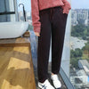 Thick Mink Cashmere Knitted Pants Women High Waisted Warm Winter