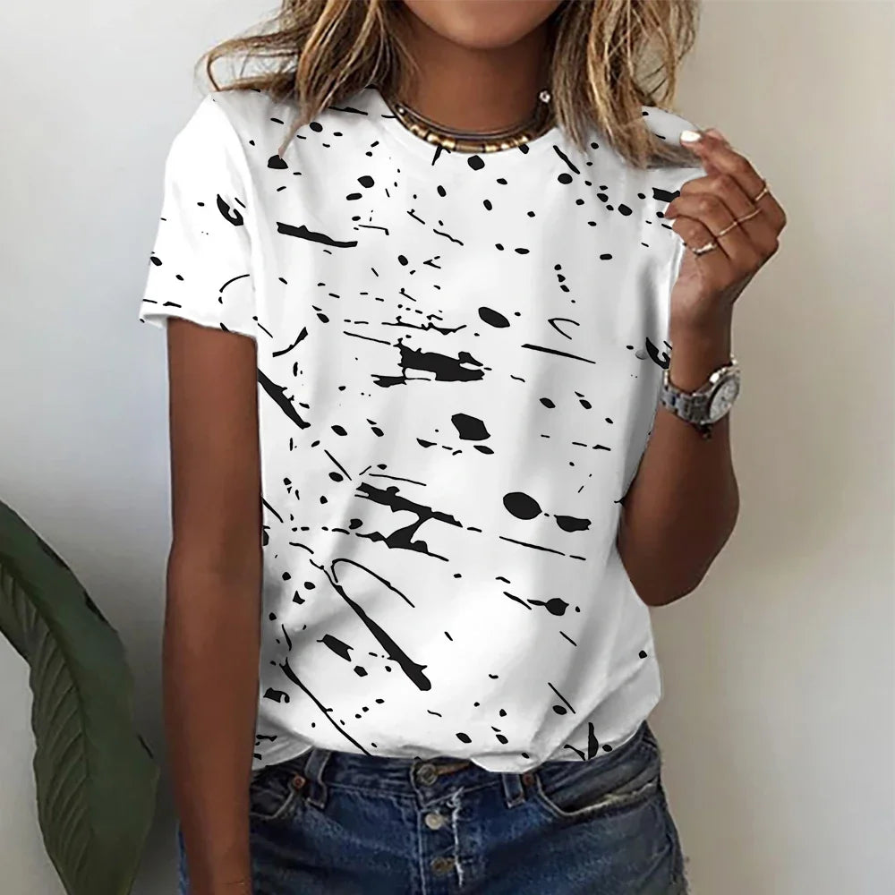 Women’s Gradient Blouse 3D Floral Print Y2K Casual Tee