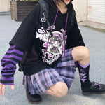 Gefälschte zweiteilige gestreifte Patchwork-Hoodies-Kleidung für Teenager Y2K Anime Harajuku