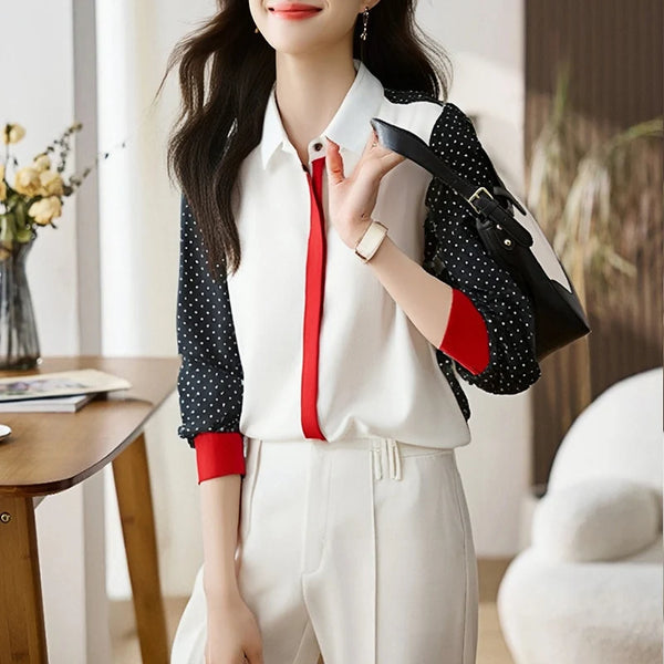 Elegant Blouse Women Long Sleeve Casual Shirt Office Top