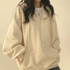 Oversized Half Zip Hoodie Women Solid Harajuku Pocket Sweatshirt
