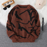 Men Graffiti Pattern Knitted Pullover Sweater