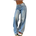 Vintage style Straight Jeans High Waist Casual Loose Denim Pants