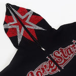 Autumn and Winter Y2K American Star Rhinestone Hooded Sweater Gothic Zipper