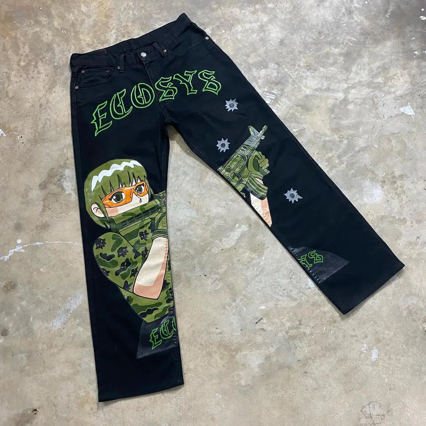 Streetwear Anime Graphic Jeans Men