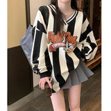 Y2k Oversize Stripe Hoodies 2024 Streetwear Letter