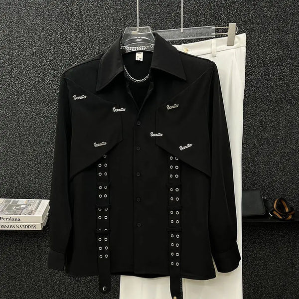 Mens Oversized Button Up Shirt Colorblock Long Sleeve Cardigan Style