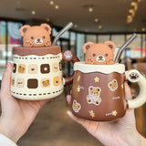 Creative Cute Lovely Bear Ceramic Mug with Lid