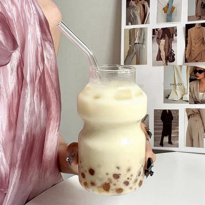 250/440ML Ripple Glass Cup Iced Coffee Mug Heat-Resistant Transparent Glass