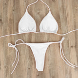 Bikini-Set für Damen, Badeanzug, sexy, schlichter transparenter Riemen, Biquini-Set, lässig, dünn, schlank