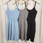 Sleeveless Knit Dress Women Camisole Dresses Summer Autumn Female Striped