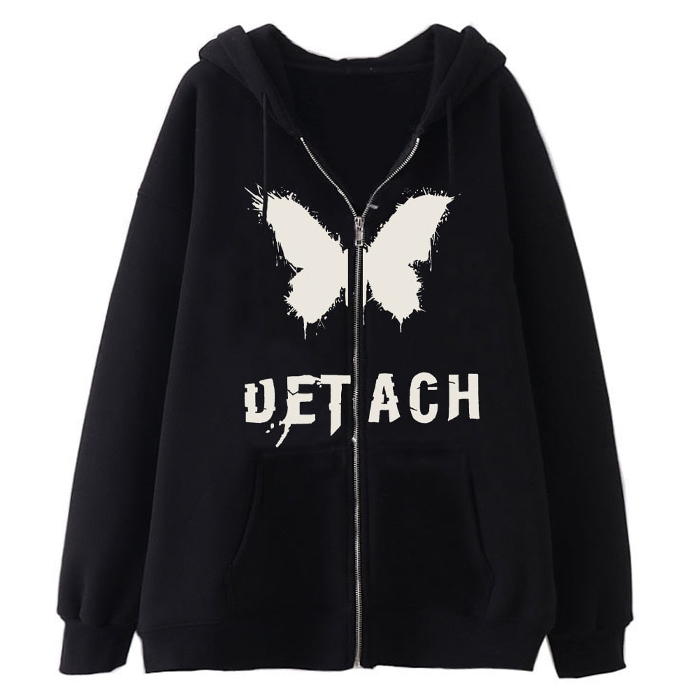 Jacken Damen Y2K Zip Up Skeleton Hoodie Streetwear