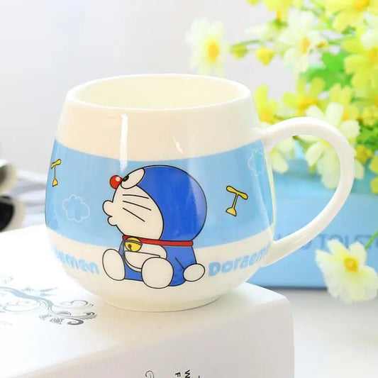 Cute Doraemon Hello Kitty Mug Ceramic Cup Fat Belly Cup Lovers Cup Creative Cartoon Bulb